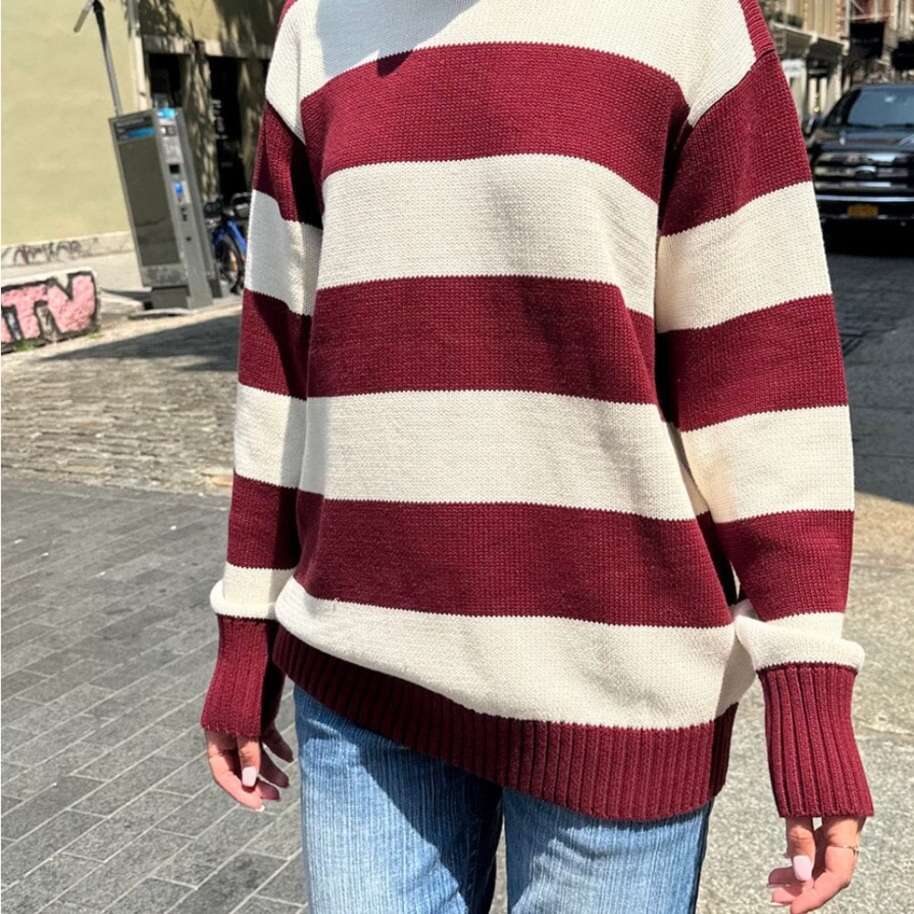 Brandy Striped Red and Cream Sweater
